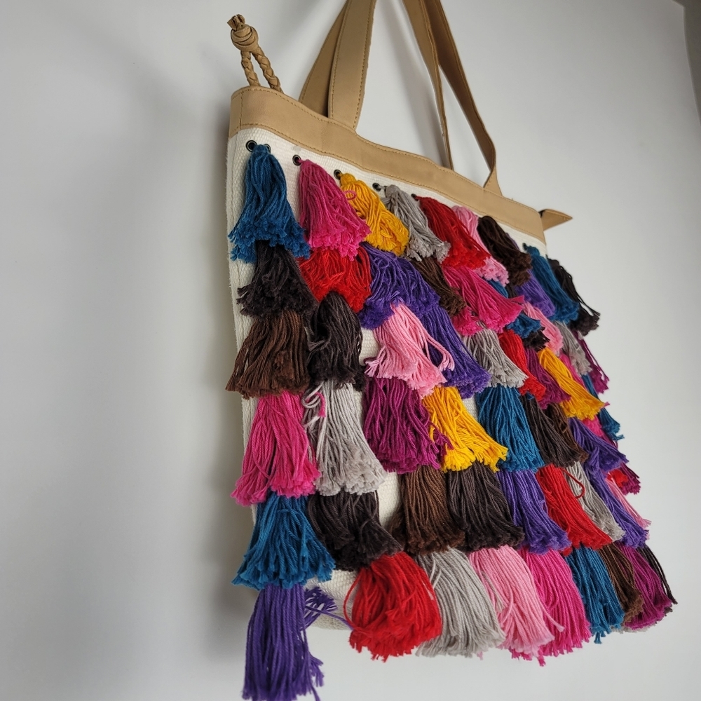 Noonday Collection Colorful La Gloria Tassle Tote Bag - Picture 4 of 15